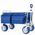 Beach Wagon Cart, 500lbs Heavy Duty Collapsible Folding Wagon, Oversized 150L, 9" PVC All-Terrain Wheels, Adjustable Handle, Cooler & Storage Bags for Beach, Camping, Garden & Outdoor Sports, Blue