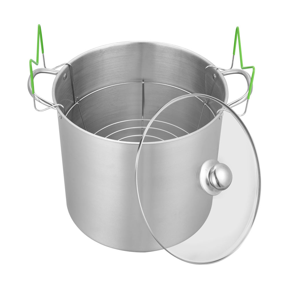 Canning Supplies Starter Kit 9 PCS, Stainless Steel Water Bath Canning Set with Rack, Jar Lifter, Funnel & Pot, Complete Home Canning Equipment for Jam, Preserves, Pickling – Green
