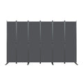 Room Divider 6-Panel – 120" W × 71" H Folding Privacy Screen, Heavy-Duty Metal Frame & Polyester Fabric, Portable Freestanding Partition for Bedroom, Office, Living Room – Black Gray