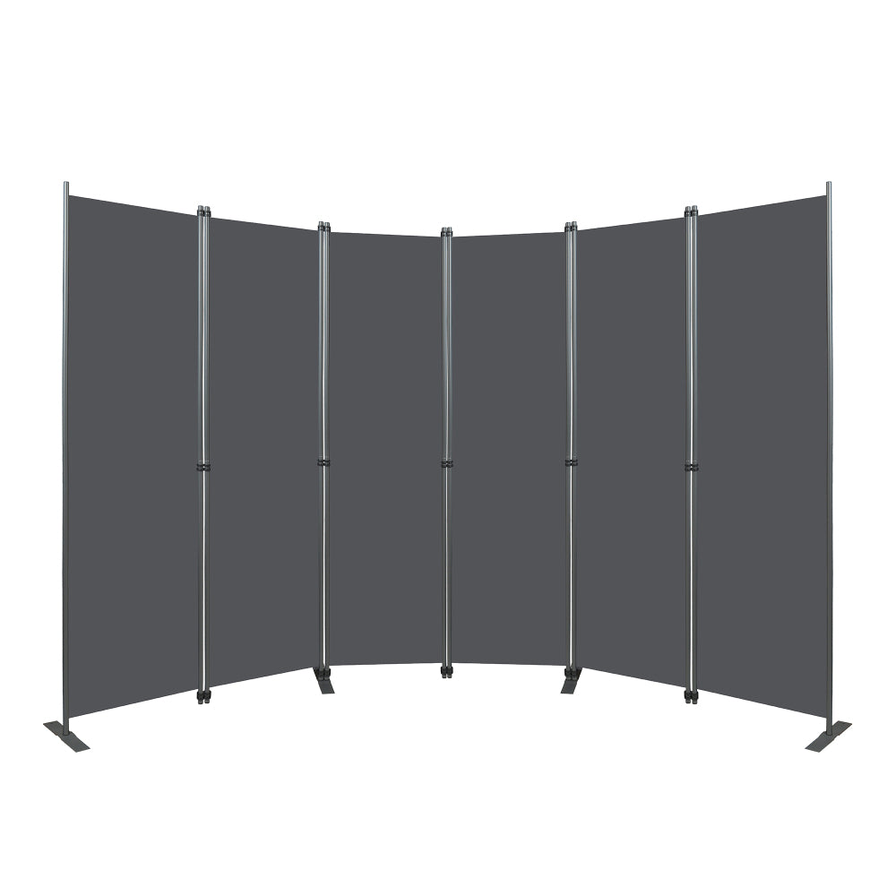 Room Divider 6-Panel – 120" W × 71" H Folding Privacy Screen, Heavy-Duty Metal Frame & Polyester Fabric, Portable Freestanding Partition for Bedroom, Office, Living Room – Black Gray