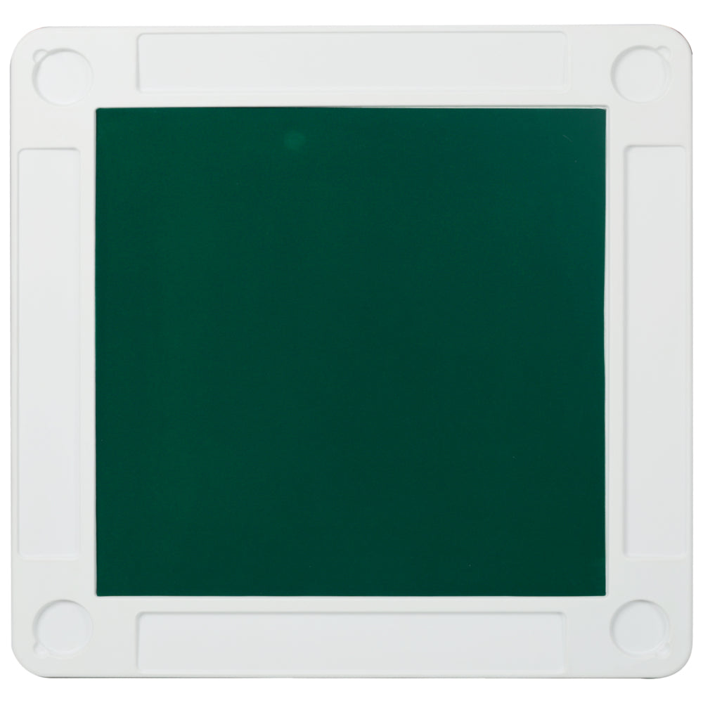 Square Folding Card Table 35" Mahjong Table with Green Felt, Chip Trays & Cup Holders - Portable Game Table for 4 Players for Poker, Dominoes - Durable White Frame