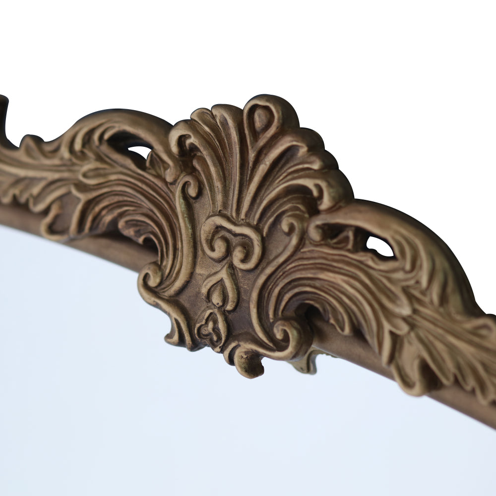 Vintage Arched Gold Mirror: 40"x30" Arched Antique Brass Mirror with Full Metal Frame Baroque Traditional Ornate for Entryway,Fireplace, Living Room, Hallway