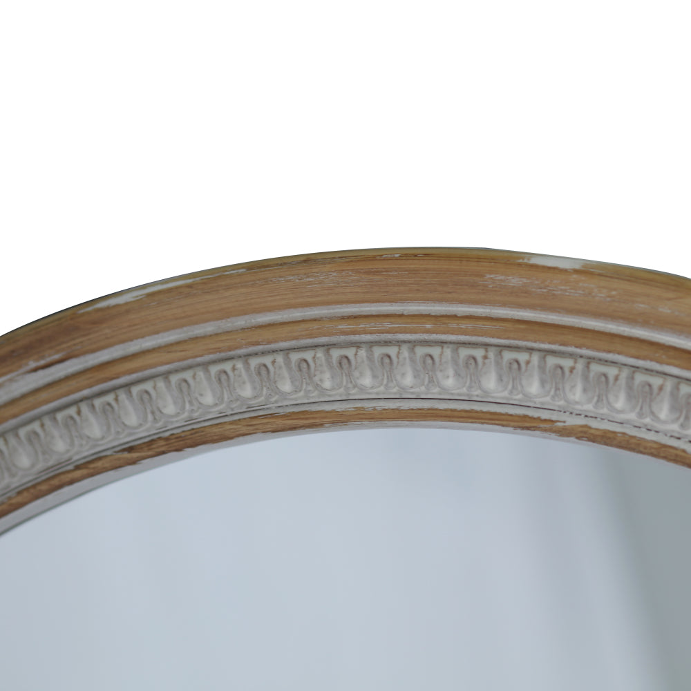 30" Round Solid Wood Farmhouse Wall Mirror,Rustic Boho Circle Decorative Mirrors for Bathroom,Shabby Chic Wall Mounted Mirror for Bathroom Vanity Living Room Entryway
