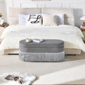 Oval Storage Ottoman with Fringe Trim, 39.4" Modern Upholstered Footrest, Lift-Top Lid for Hidden Storage, Multi-Functional Bench for Small Space Living Room or Bedroom, Grey Fabric