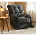 Dark Gray Manual Recliner Chair, Overstuffed Fabric Armchair with Padded Footrest, Ergonomic Lounge Chair for Living Room, Home Theater Seating, Reading Chair, Soft & Comfortable, Modern American Design