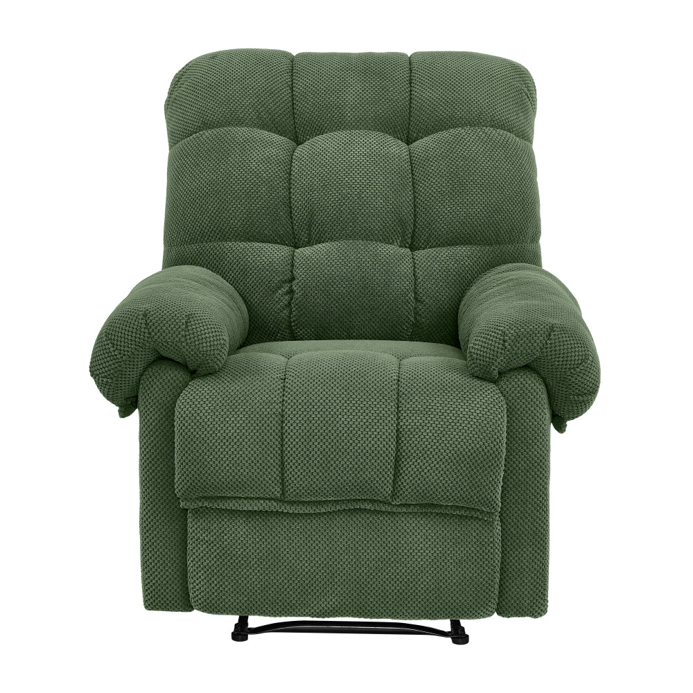 Green Recliner Chair, Overstuffed Armchair with Padded Footrest, Manual Reclining Living Room Seating, Ergonomic Reading Chair with Plush Fabric & Lumbar Support, Home Theater Lounge Furniture, Army Green