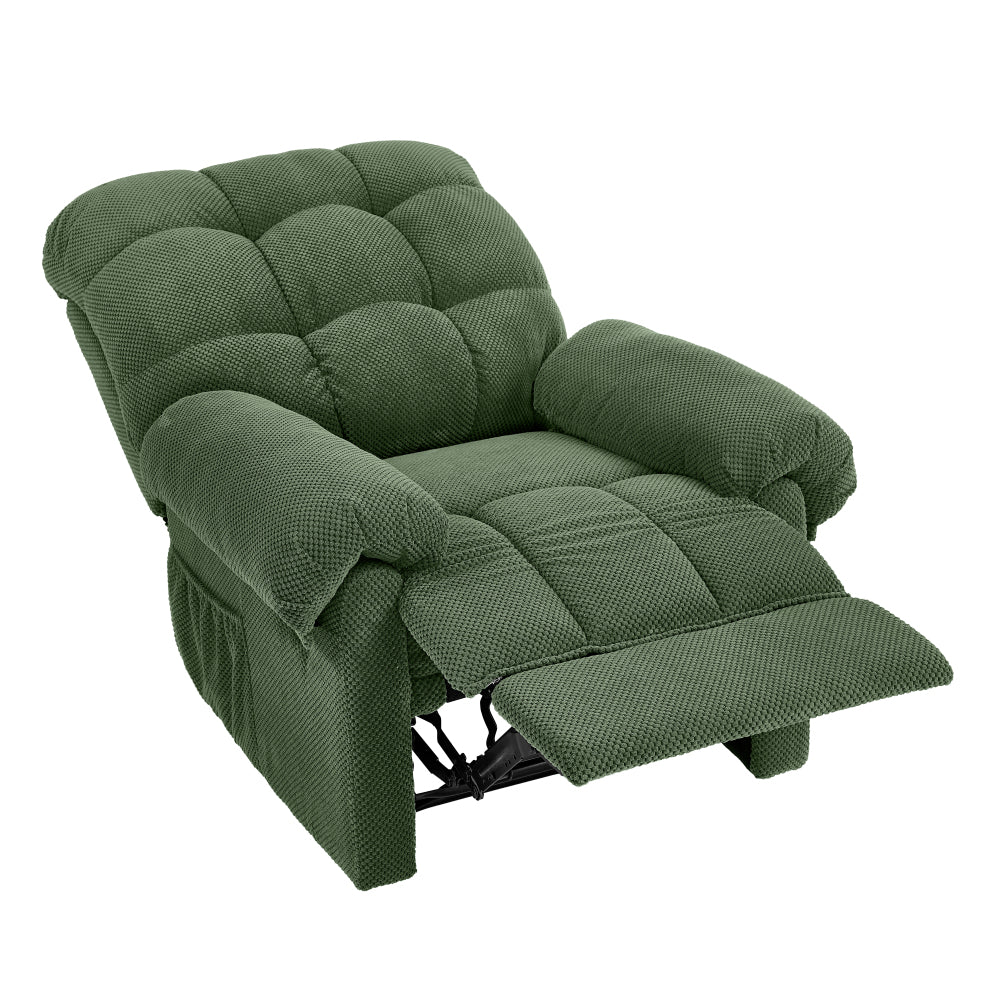 Green Recliner Chair, Overstuffed Armchair with Padded Footrest, Manual Reclining Living Room Seating, Ergonomic Reading Chair with Plush Fabric & Lumbar Support, Home Theater Lounge Furniture, Army Green
