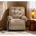 Camel Recliner Chair, Overstuffed Armchair with Padded Footrest, Manual Recliner for Living Room, Ergonomic Lounge Chair with Plush Armrests, Soft Fabric Home Theater Seating, Reading Chair, Camel