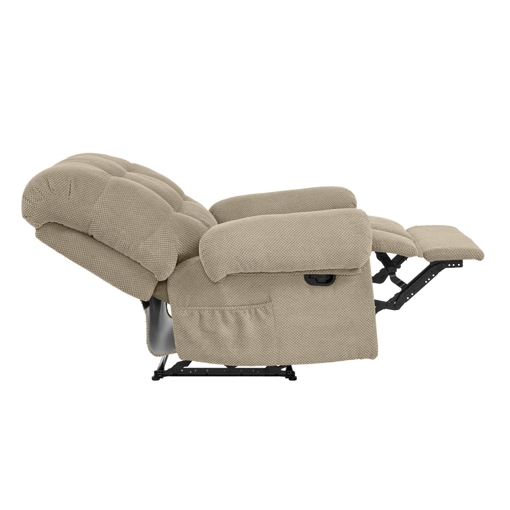Camel Recliner Chair, Overstuffed Armchair with Padded Footrest, Manual Recliner for Living Room, Ergonomic Lounge Chair with Plush Armrests, Soft Fabric Home Theater Seating, Reading Chair, Camel
