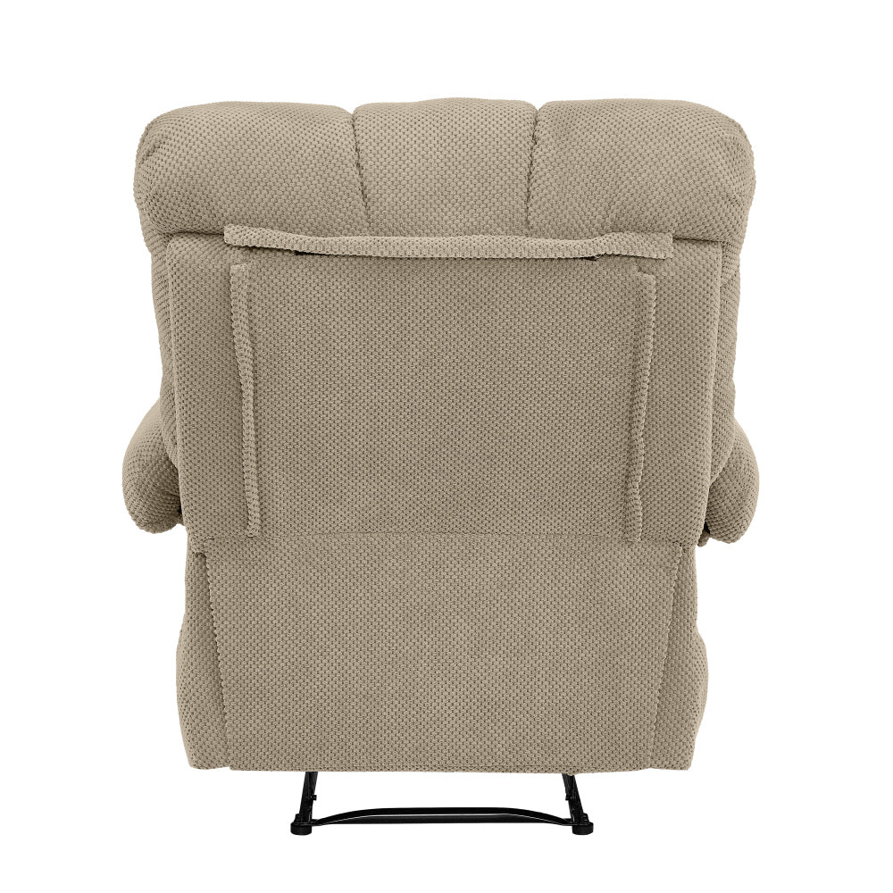 Camel Recliner Chair, Overstuffed Armchair with Padded Footrest, Manual Recliner for Living Room, Ergonomic Lounge Chair with Plush Armrests, Soft Fabric Home Theater Seating, Reading Chair, Camel