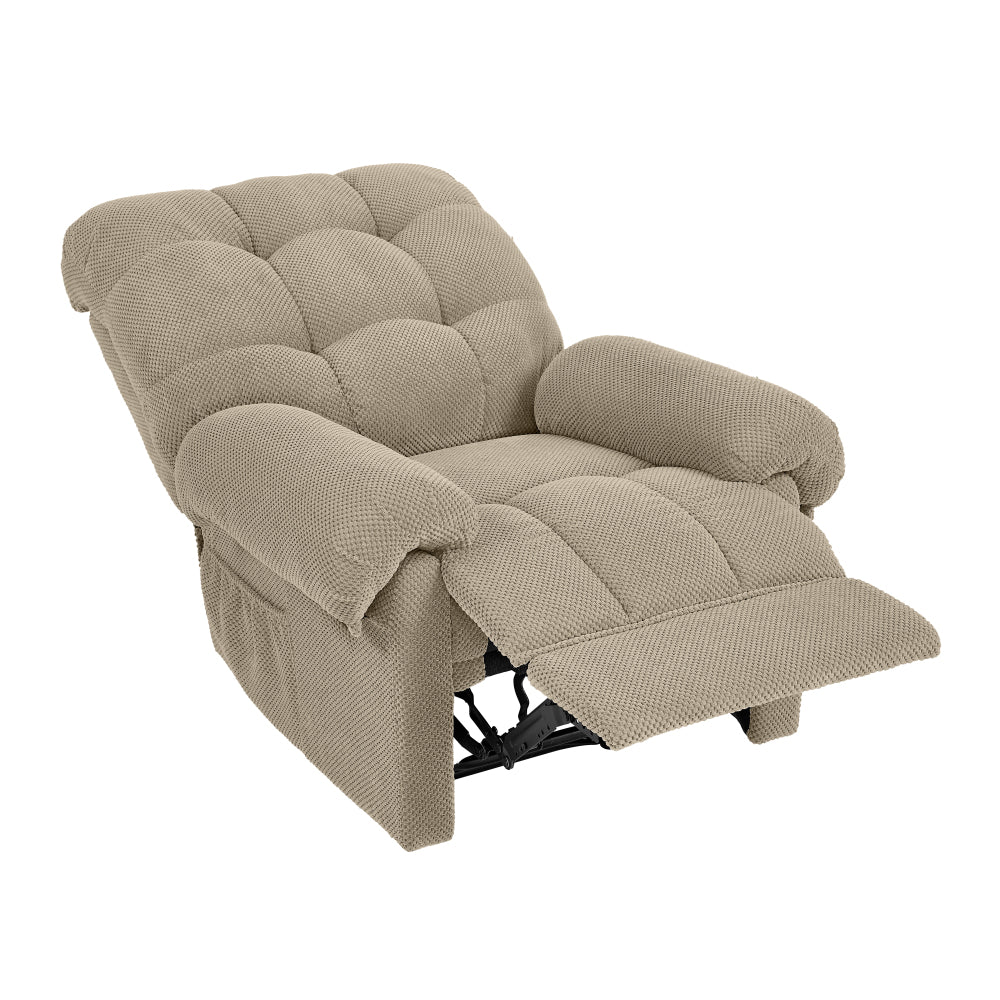 Camel Recliner Chair, Overstuffed Armchair with Padded Footrest, Manual Recliner for Living Room, Ergonomic Lounge Chair with Plush Armrests, Soft Fabric Home Theater Seating, Reading Chair, Camel