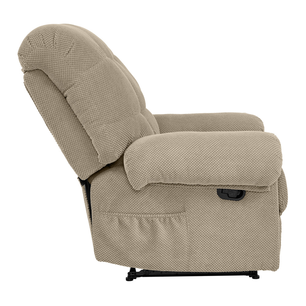 Camel Recliner Chair, Overstuffed Armchair with Padded Footrest, Manual Recliner for Living Room, Ergonomic Lounge Chair with Plush Armrests, Soft Fabric Home Theater Seating, Reading Chair, Camel