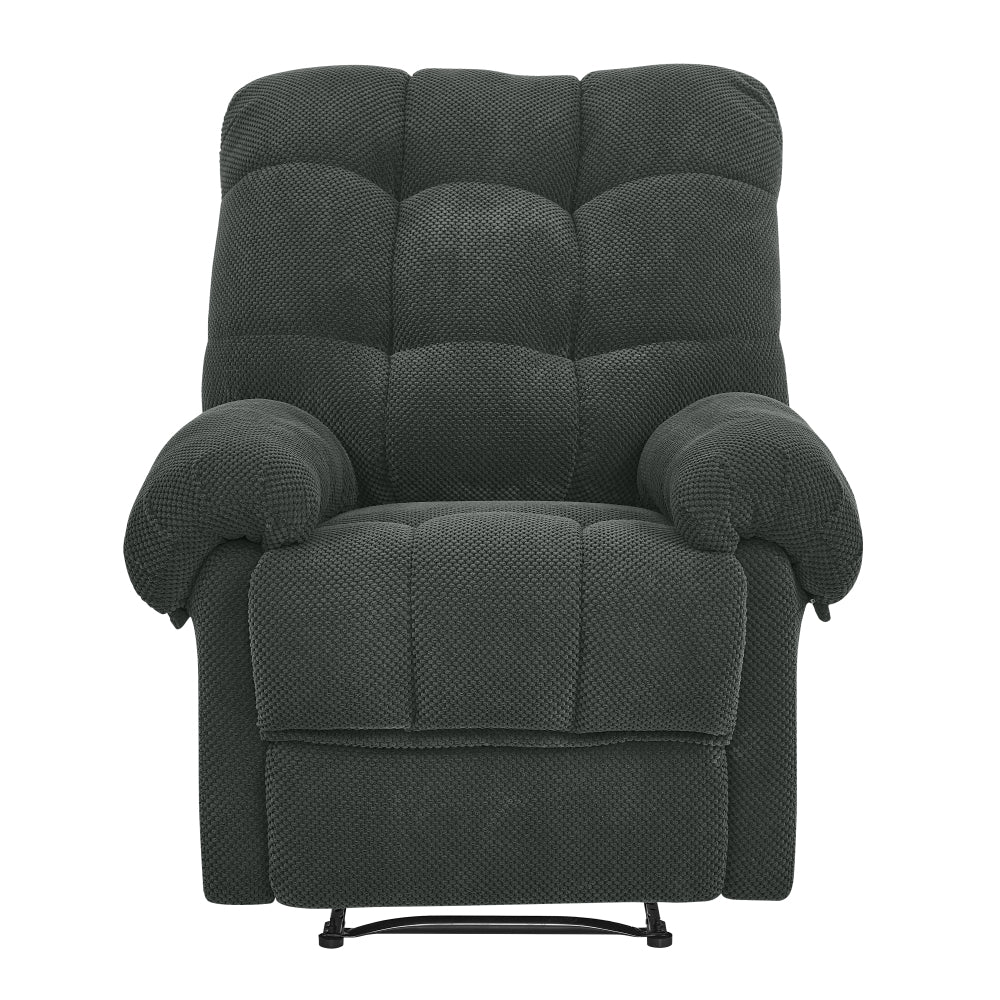 Dark Gray Manual Recliner Chair, Overstuffed Fabric Armchair with Padded Footrest, Ergonomic Lounge Chair for Living Room, Home Theater Seating, Reading Chair, Soft & Comfortable, Modern American Design