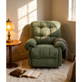 Green Recliner Chair, Overstuffed Armchair with Padded Footrest, Manual Reclining Living Room Seating, Ergonomic Reading Chair with Plush Fabric & Lumbar Support, Home Theater Lounge Furniture, Army Green