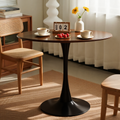 Light Luxury Walnut Wood Round Table 24 Inch Small Dining Table Tulip Steel Base Modern Medieval MDF Side Table Mid Century Coffee Table for Kitchen Living Room Bedroom, Natural Wood