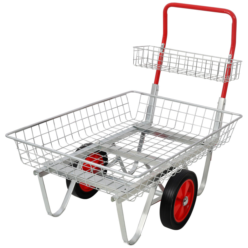 Heavy Duty Garden Cart, 330lbs Capacity Utility Wagon Rolling Yard Cart with 11" Wheels, Galvanized Steel Garden Trolley for Outdoor Patio Lawn, Gardening Tools Storage