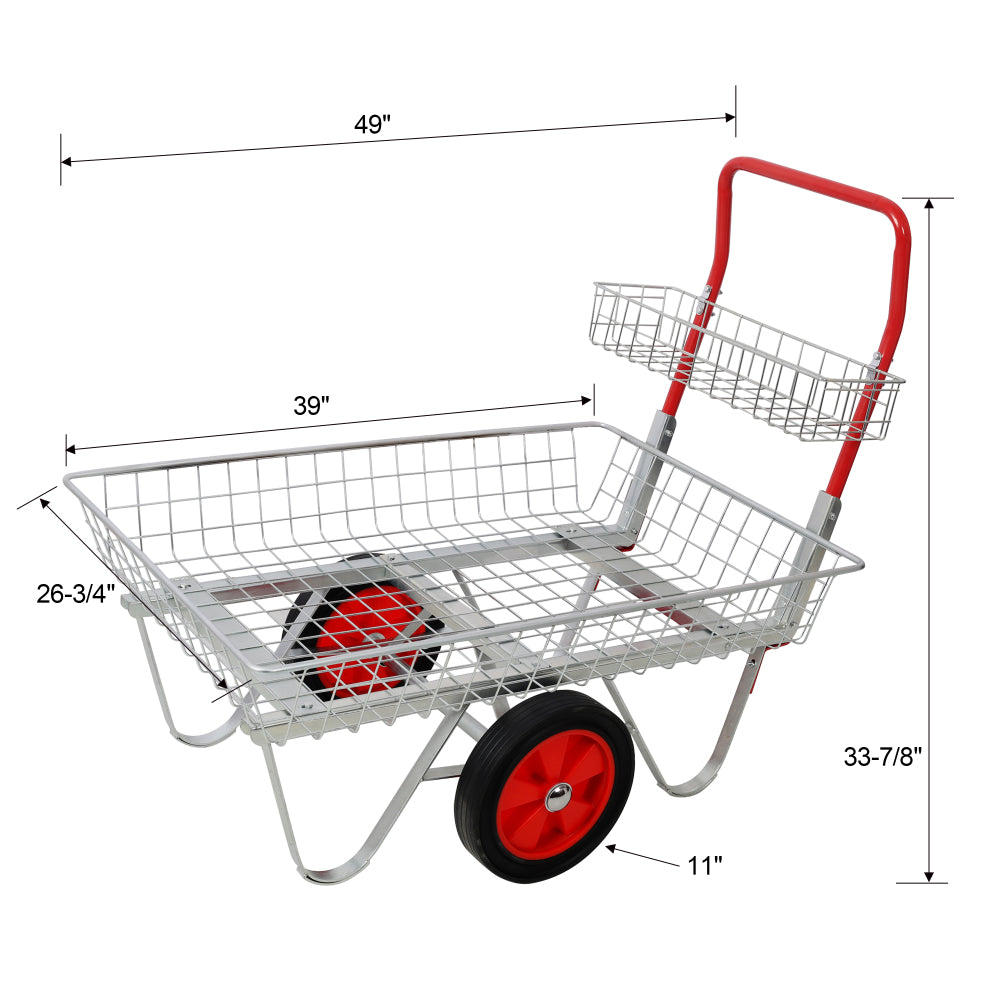 Heavy Duty Garden Cart, 330lbs Capacity Utility Wagon Rolling Yard Cart with 11" Wheels, Galvanized Steel Garden Trolley for Outdoor Patio Lawn, Gardening Tools Storage