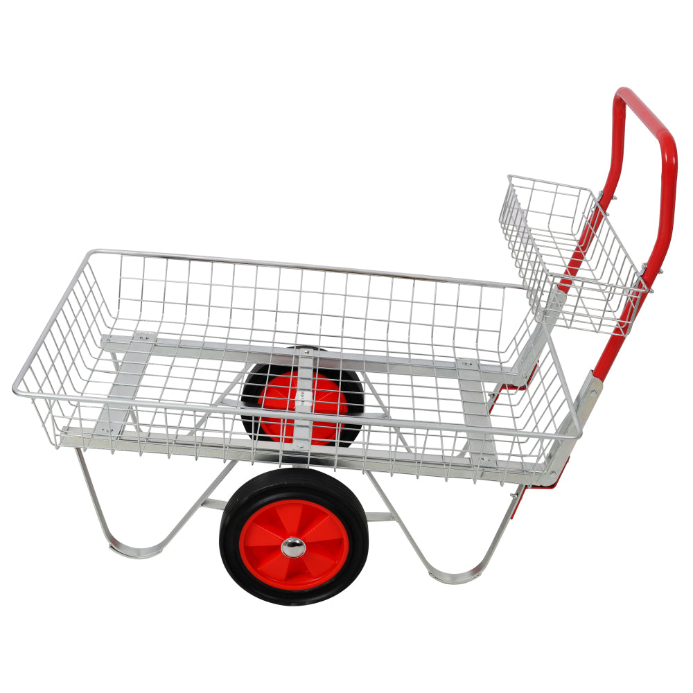 Heavy Duty Garden Cart, 330lbs Capacity Utility Wagon Rolling Yard Cart with 11" Wheels, Galvanized Steel Garden Trolley for Outdoor Patio Lawn, Gardening Tools Storage