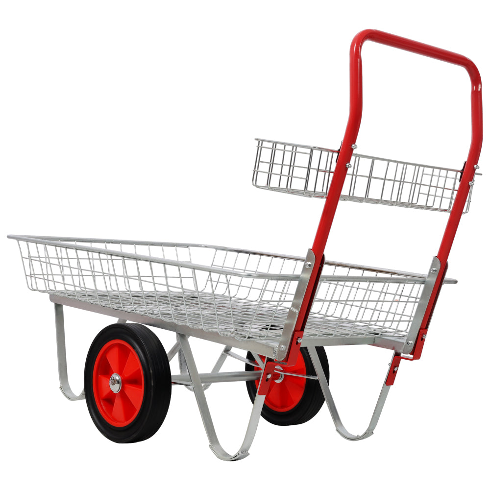 Heavy Duty Garden Cart, 330lbs Capacity Utility Wagon Rolling Yard Cart with 11" Wheels, Galvanized Steel Garden Trolley for Outdoor Patio Lawn, Gardening Tools Storage