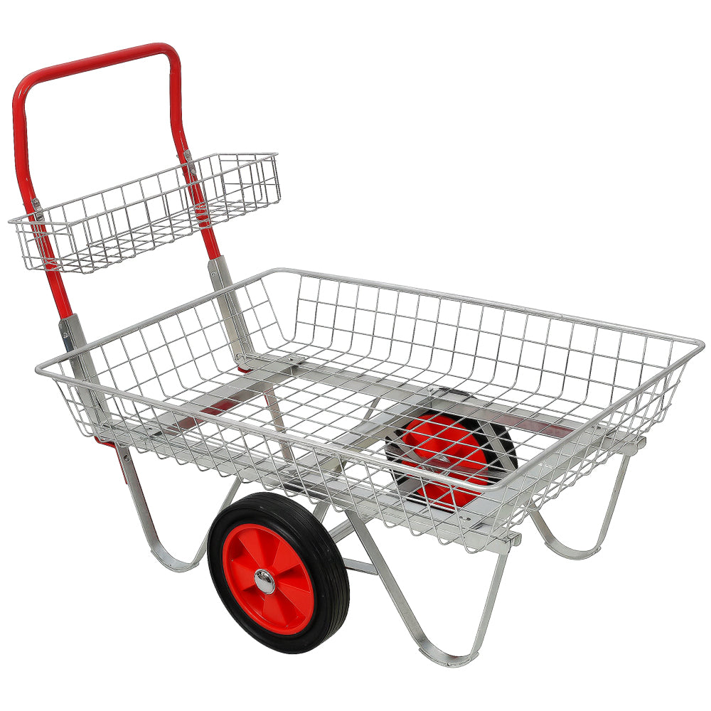 Heavy Duty Garden Cart, 330lbs Capacity Utility Wagon Rolling Yard Cart with 11" Wheels, Galvanized Steel Garden Trolley for Outdoor Patio Lawn, Gardening Tools Storage