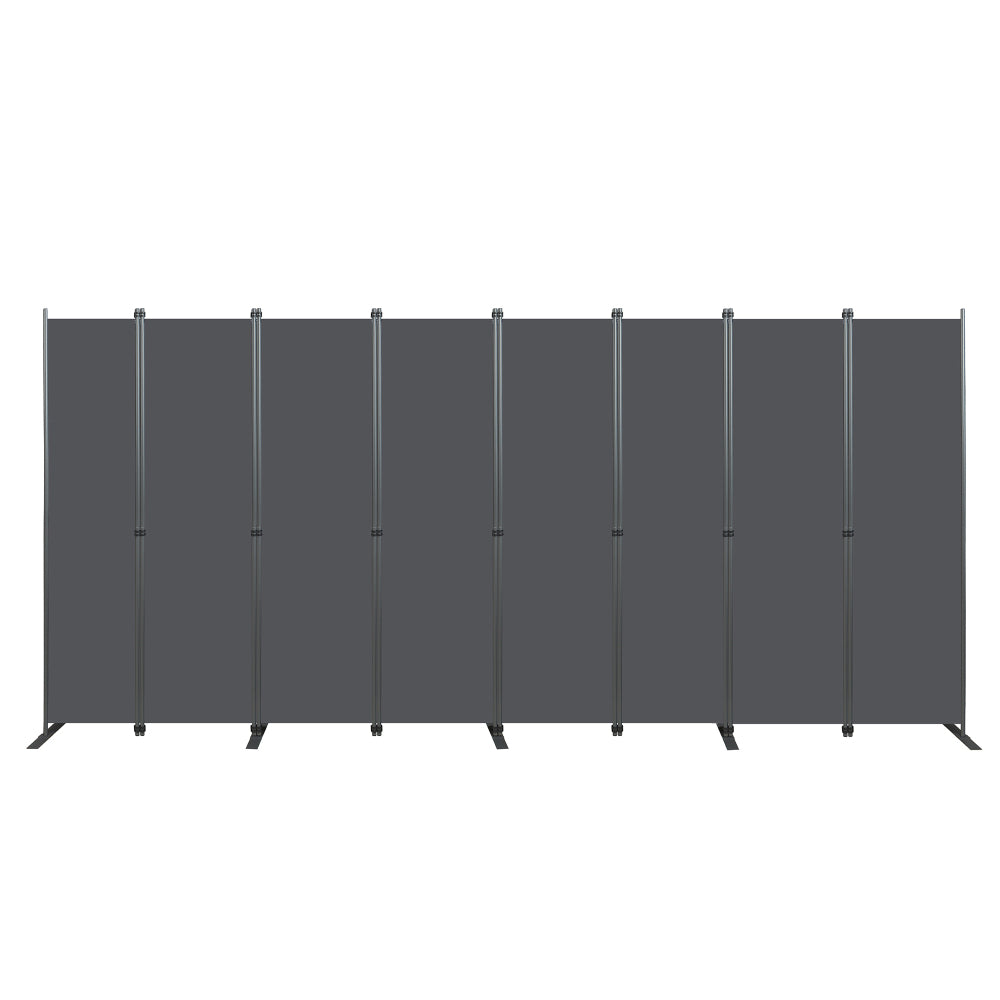 Room Divider 8-Panel, 159" W × 71" H Freestanding Folding Privacy Screen, Heavy-Duty Metal Frame & Polyester Fabric, Portable Partition for Bedroom, Office, Living Room, Black Gray