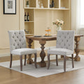 Upholstered Dining Chair Set of 2, Modern Accent Chairs with Curved Solid Rubberwood Legs, Elegant Button Tufted Club Chairs, Soft Breathable Chenille Fabric for Living Room/Bedroom/Kitchen, Beige