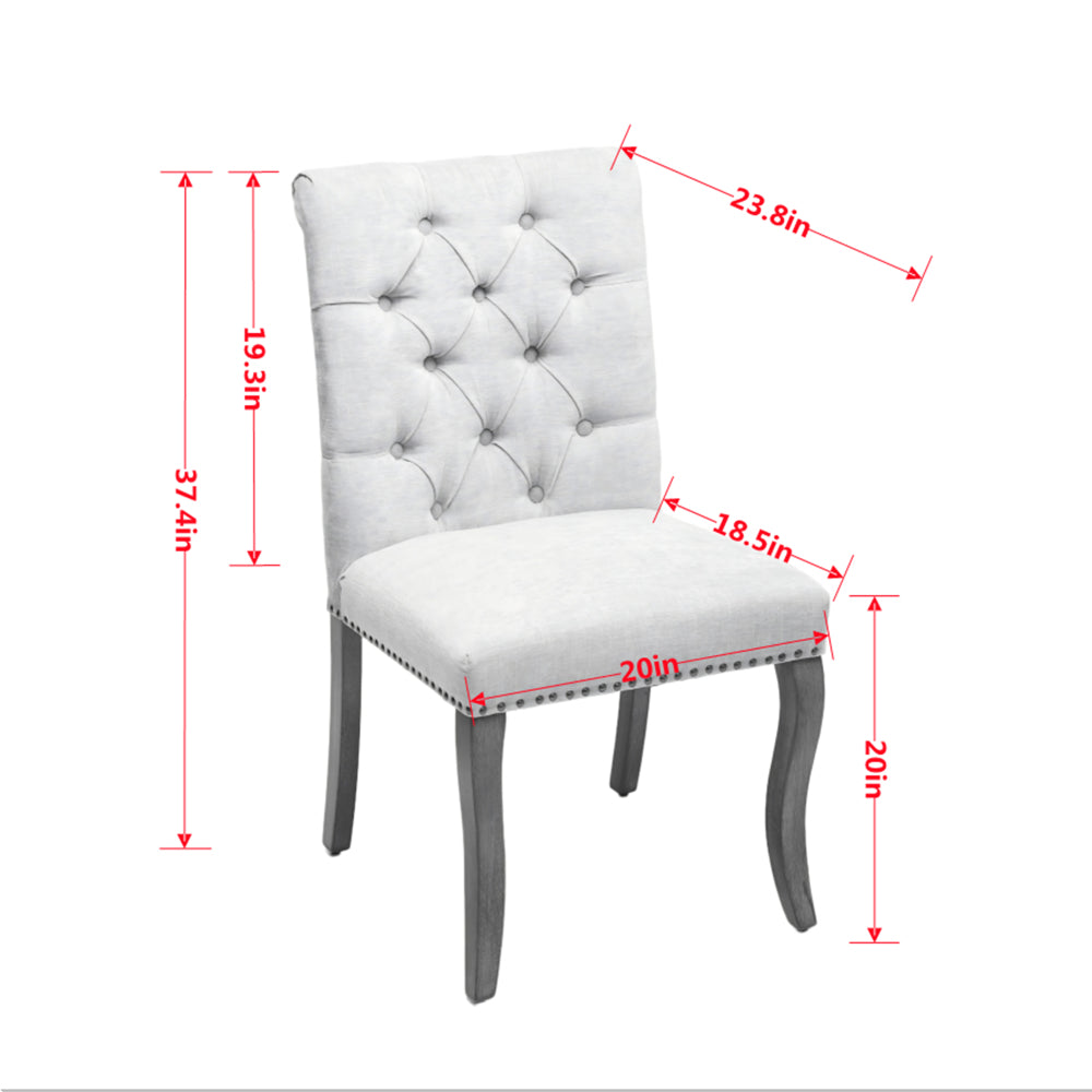 Upholstered Dining Chairs Set of 2, Chenille Fabric Accent Chairs with Curved Solid Wood Legs, Tufted Club Chair for Dining Room Living Room Kitchen, Black