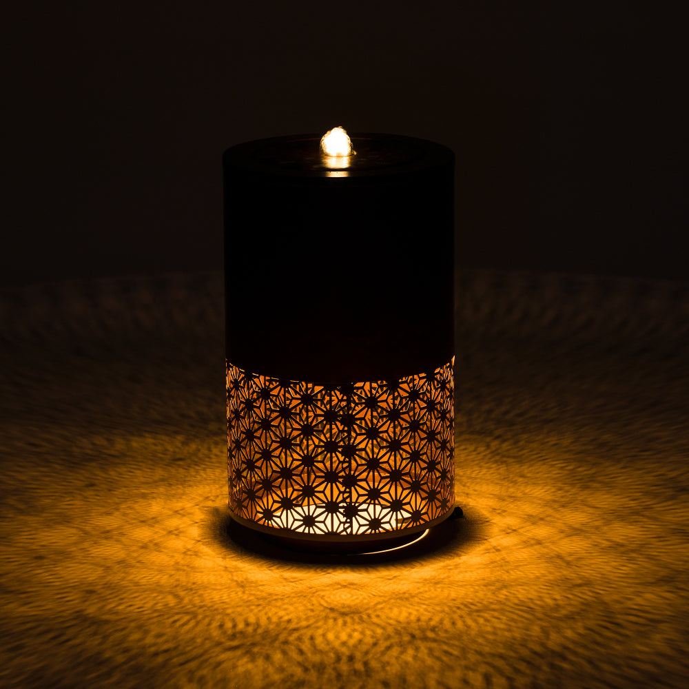 20.87" Modern Metal Outdoor Water Fountain with LED Lights | Brown Candle-Style Cutout Design | Freestanding Decorative Fountain for Patio, Garden, Backyard Decor (Plug-in, Adjustable Flow)