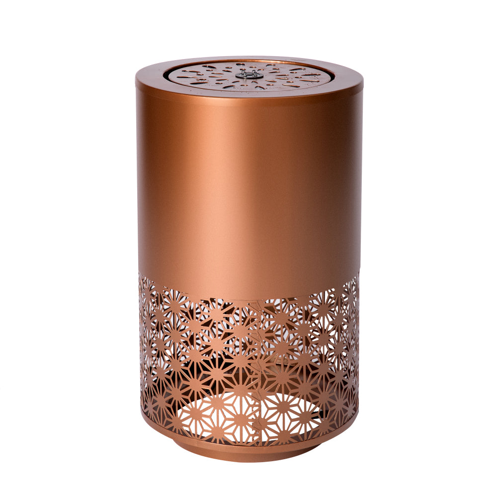 20.87" Modern Metal Outdoor Water Fountain with LED Lights | Brown Candle-Style Cutout Design | Freestanding Decorative Fountain for Patio, Garden, Backyard Decor (Plug-in, Adjustable Flow)