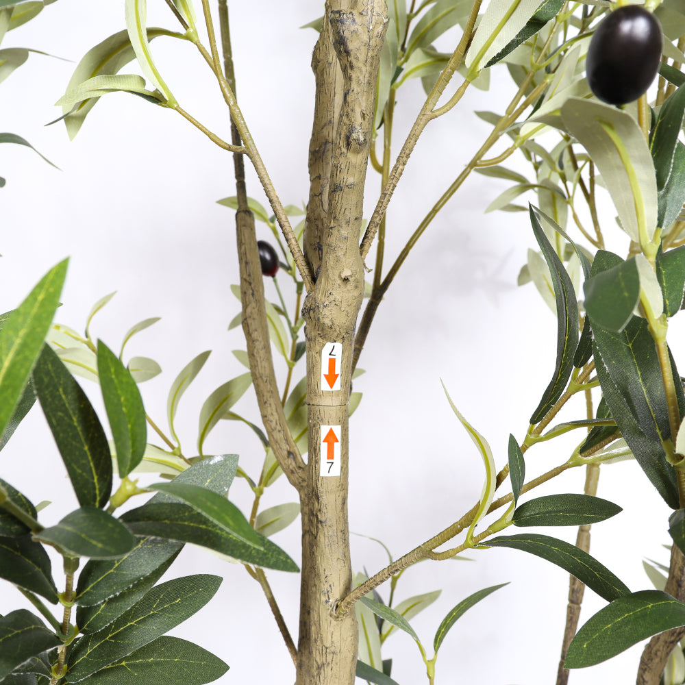 6FT Artificial Olive Tree - Realistic Faux Silk Plant with Lush Green Leaves, Modern Luxury Ficus in Black Plastic Pot for Home Office Living Room Decor - 1pc