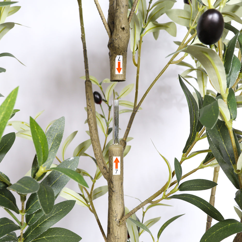 6FT Artificial Olive Tree - Realistic Faux Silk Plant with Lush Green Leaves, Modern Luxury Ficus in Black Plastic Pot for Home Office Living Room Decor - 1pc