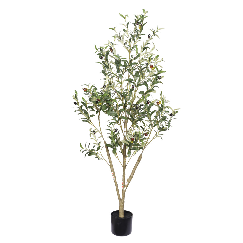 5FT Artificial Olive Tree Fake Plant for Home Decor Indoor, 60" Tall Faux Olive Tree with Black Plastic Pot, Lifelike Green Fabric Leaves, Low Maintenance Luxury Modern Decorative Tree for Living Room Office