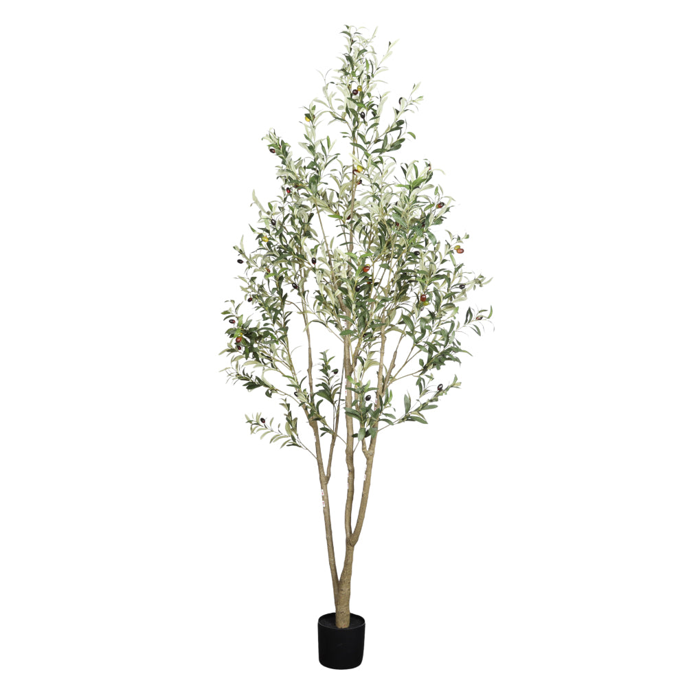 7FT Artificial Olive Tree for Home Decor, Large Faux Potted Plant with Silk Leaves & Realistic Trunk, Lifelike Greenery for Living Room Office Corner, Modern Indoor Outdoor Decoration (1PC)