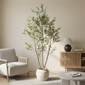 6FT Artificial Olive Tree - Realistic Faux Silk Plant with Lush Green Leaves, Modern Luxury Ficus in Black Plastic Pot for Home Office Living Room Decor - 1pc