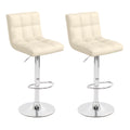 Set of 2 Adjustable Height PU Bar Stools with Trumpet Base, Ergonomic Counter Height Chairs with Comfortable Cushioned Seat, Modern Metal Frame for Restaurant, Living Room, Coffee Shop (Beige)