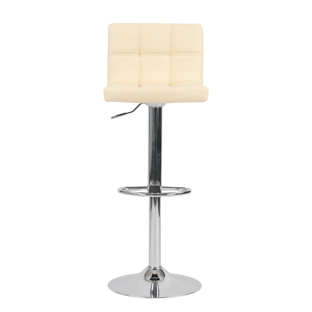 Set of 2 Adjustable Height PU Bar Stools with Trumpet Base, Ergonomic Counter Height Chairs with Comfortable Cushioned Seat, Modern Metal Frame for Restaurant, Living Room, Coffee Shop (Beige)