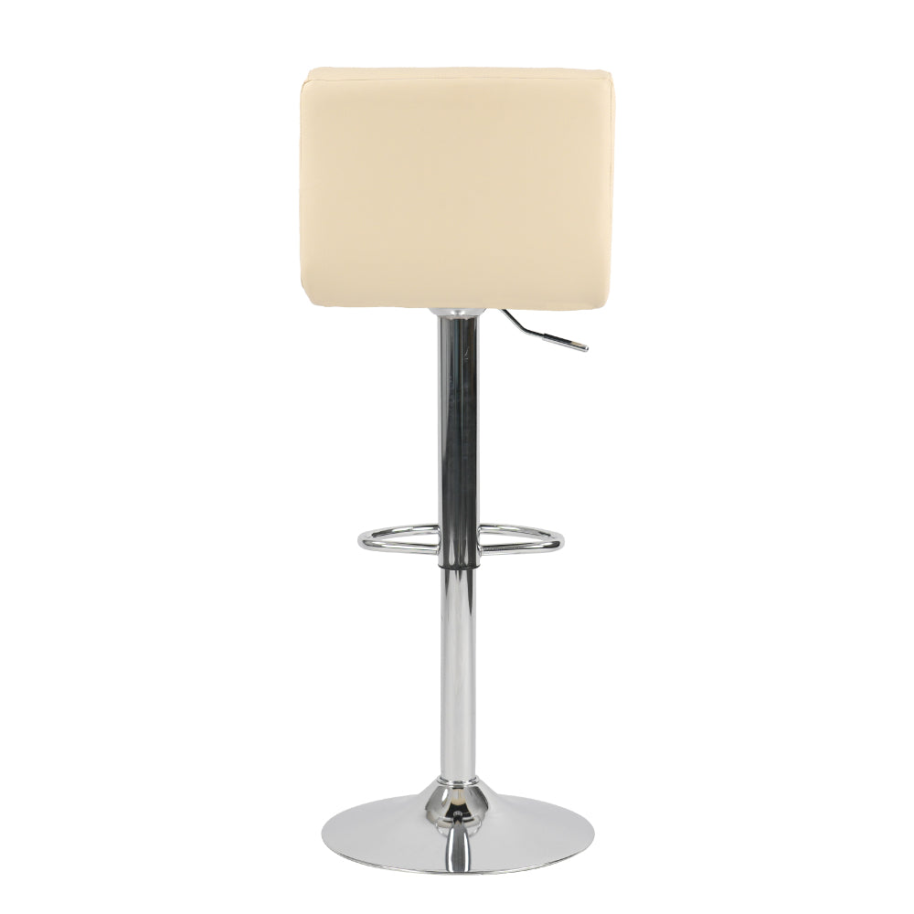 Set of 2 Adjustable Height PU Bar Stools with Trumpet Base, Ergonomic Counter Height Chairs with Comfortable Cushioned Seat, Modern Metal Frame for Restaurant, Living Room, Coffee Shop (Beige)