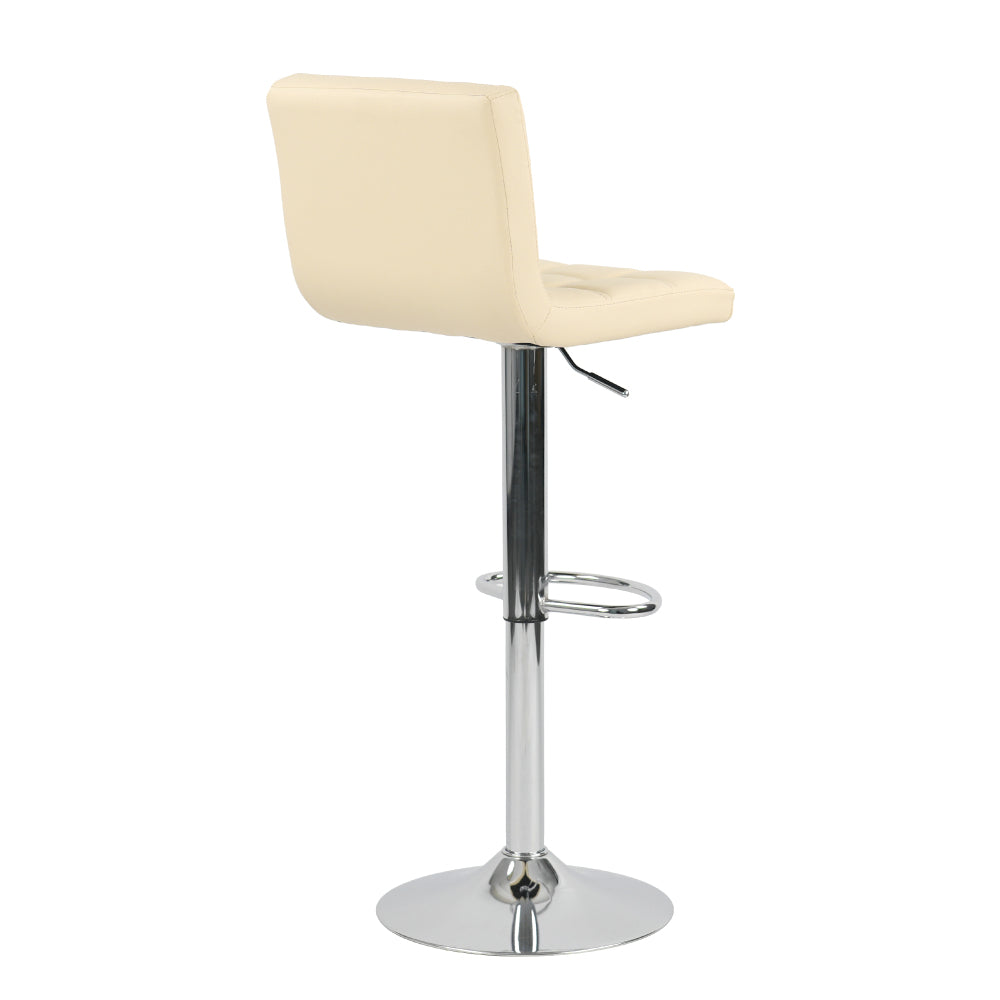 Set of 2 Adjustable Height PU Bar Stools with Trumpet Base, Ergonomic Counter Height Chairs with Comfortable Cushioned Seat, Modern Metal Frame for Restaurant, Living Room, Coffee Shop (Beige)