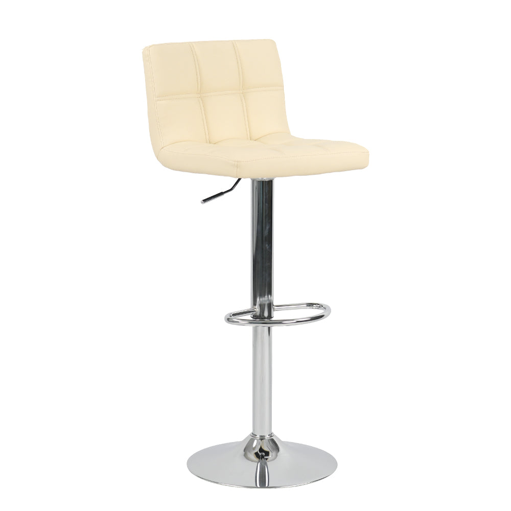 Set of 2 Adjustable Height PU Bar Stools with Trumpet Base, Ergonomic Counter Height Chairs with Comfortable Cushioned Seat, Modern Metal Frame for Restaurant, Living Room, Coffee Shop (Beige)