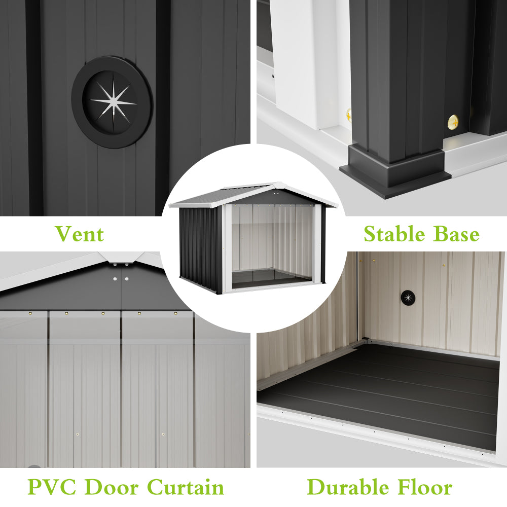 2-in-1 Metal Dog House & Storage Shed | 39.7" Large Outdoor Shelter for Medium-Large Dogs | Weatherproof Pet House with PVC Door & Vent | Heavy Duty Garden Storage for Tools | Black