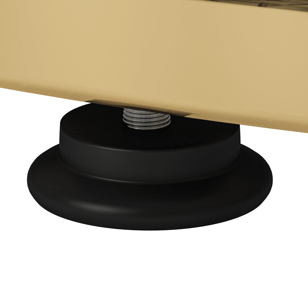 31.5'' Modern Rectangle Glass Coffee Table with Ring-Shaped Frames, Gold Metal Frame & Clear Tempered Glass, Luxury Center Table for Living Room, Bedroom, Office, Gold