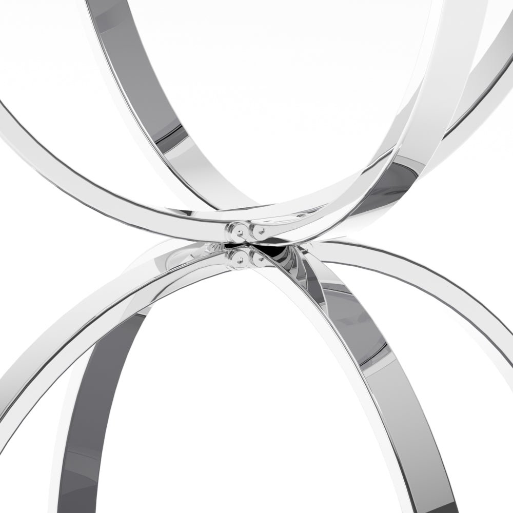 19.69" Modern Glass Side Table with 2 Tiers, Round Coffee Table in Silver & Gray Tempered Glass, Ring-Shaped Chrome Frame, End Table for Living Room, Bedroom, Office