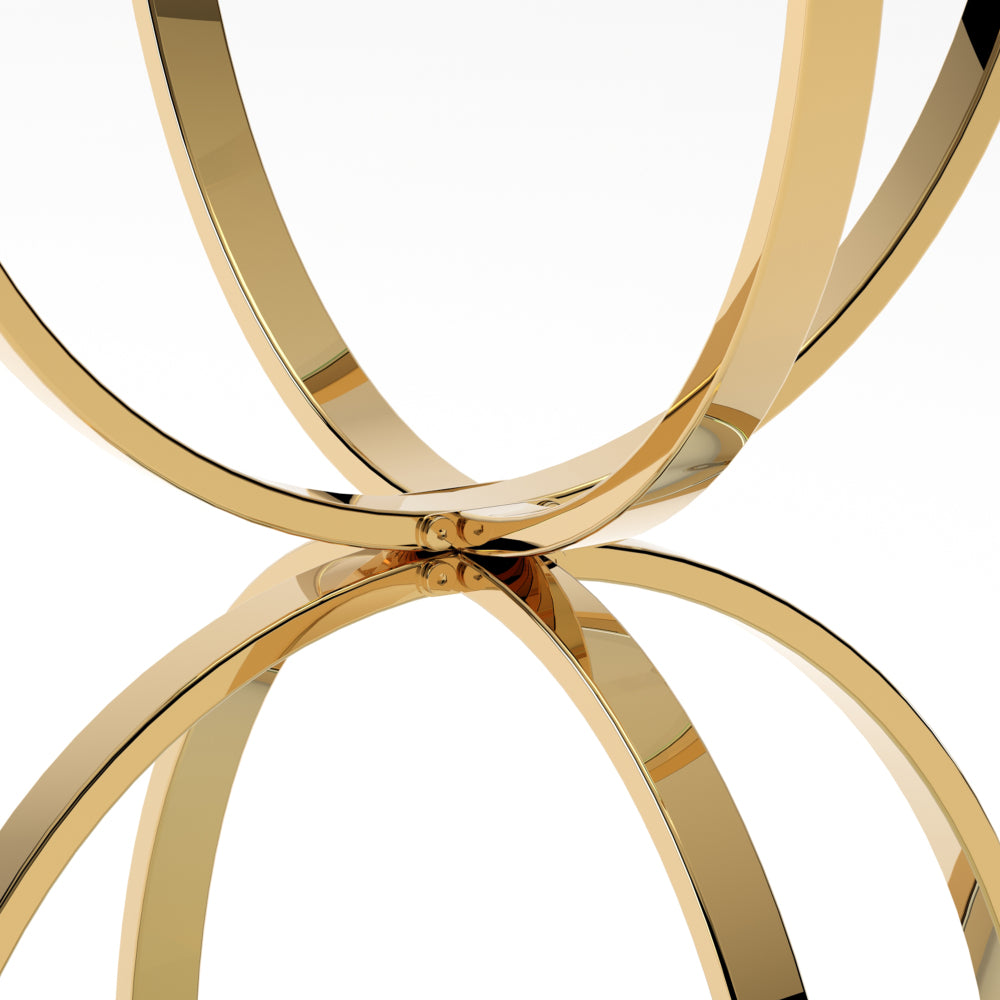 19.69'' Modern Glass Side Table with 2 Tiers, Ring-Shaped Frames, Gold Metal Frame & Clear Tempered Glass, Round Coffee Table for Living Room, Bedroom, Office