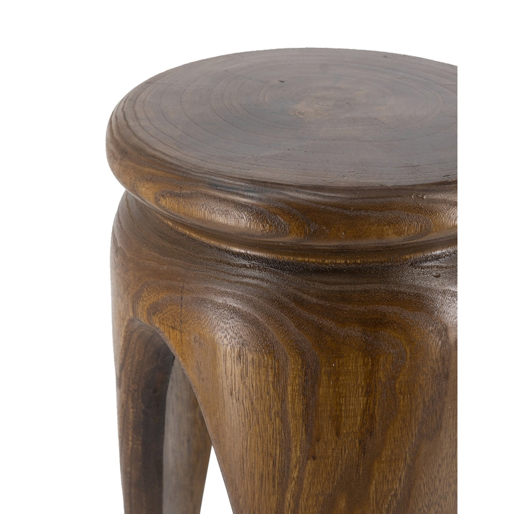Carved 100% Paulownia Wood Accent Table | 11x11x16.5 Inch Small End Table with Natural Brown Finish | Lightweight Round Side Table for Living Room, Bedroom, Boho, Farmhouse Decor