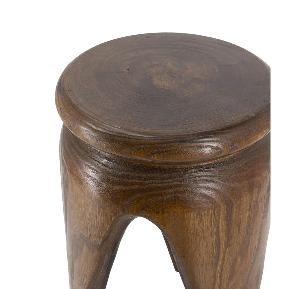 Carved 100% Paulownia Wood Accent Table | 11x11x16.5 Inch Small End Table with Natural Brown Finish | Lightweight Round Side Table for Living Room, Bedroom, Boho, Farmhouse Decor