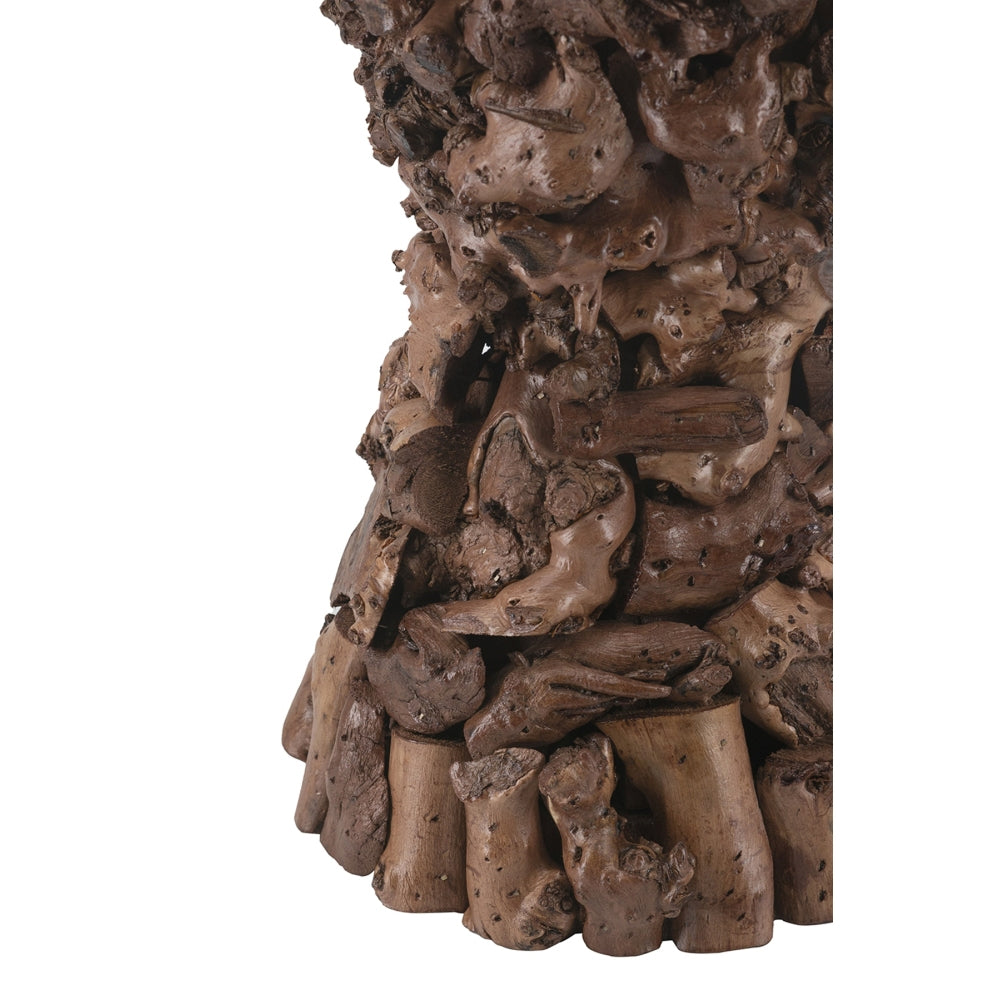 12" Square Organic Root Accent End Table - Solid Mulberry Wood, 18.9" Tall Nightstand for Living Room, Bedroom Rustic Brown Tree Root Base | 70% Mulberry + 30% Paulownia Wood | Sturdy 15.4 lbs Small Side Table for Boho, Wabi-Sabi Decor