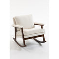Mid Century Modern Accent Rocking Chair with Wood Frame, Upholstered Velvet Living Room Armchair, High Back Reading Chair for Bedroom, Sunroom & Nursery, Antique White