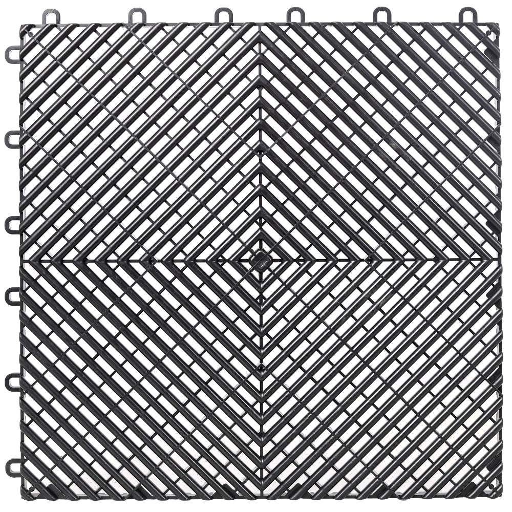 25pcs Plastic Garage Floor Mats,15.6"x15.6" Size,Non-Slip Interlocking Plastic Garage Floor Mat,Splicing Drainage Floor Tile and Shower Mat, for Garage, Garden, Kitchen & Outdoor, Black
