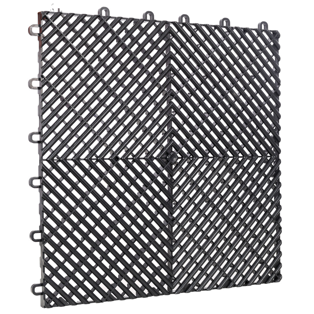 25pcs Plastic Garage Floor Mats,15.6"x15.6" Size,Non-Slip Interlocking Plastic Garage Floor Mat,Splicing Drainage Floor Tile and Shower Mat, for Garage, Garden, Kitchen & Outdoor, Black