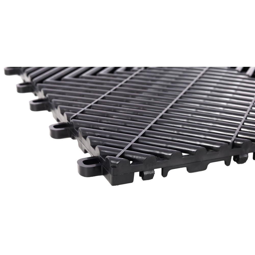 25pcs Plastic Garage Floor Mats,15.6"x15.6" Size,Non-Slip Interlocking Plastic Garage Floor Mat,Splicing Drainage Floor Tile and Shower Mat, for Garage, Garden, Kitchen & Outdoor, Black